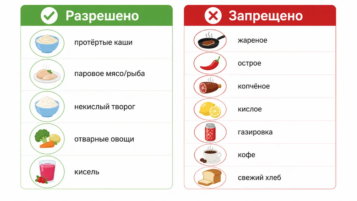 Инфографика: что можно и что нельзя есть на диете стол №1