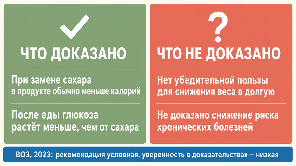 Инфографика: что доказано и что не доказано о подсластителях