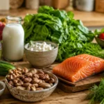 Разнообразие цельных продуктов на кухонном столе — образ интегративного подхода к питанию