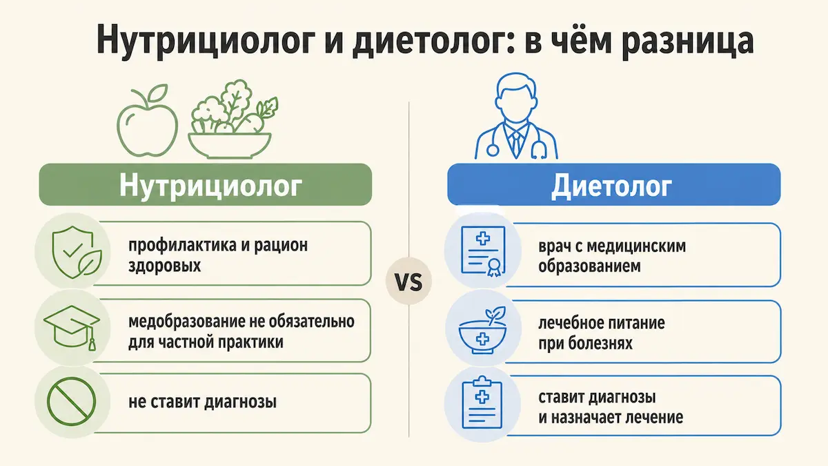 Чем нутрициолог отличается от диетолога: образование, задачи, право на диагноз