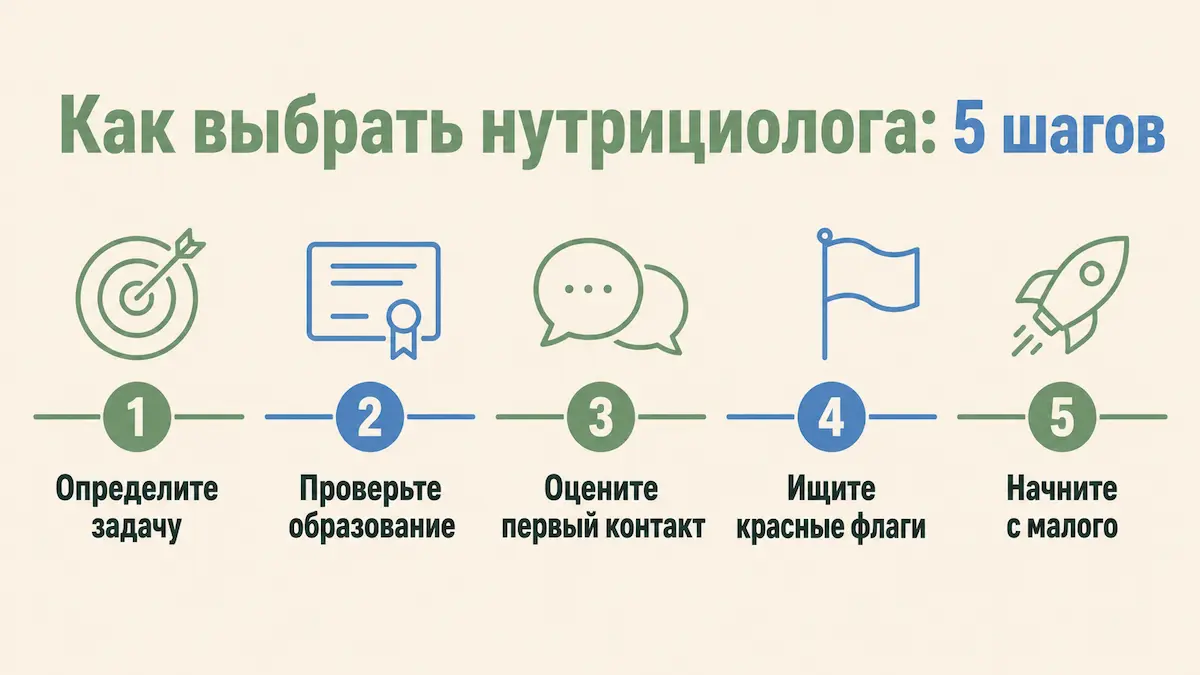 Чек-лист из 5 шагов, как выбрать нутрициолога