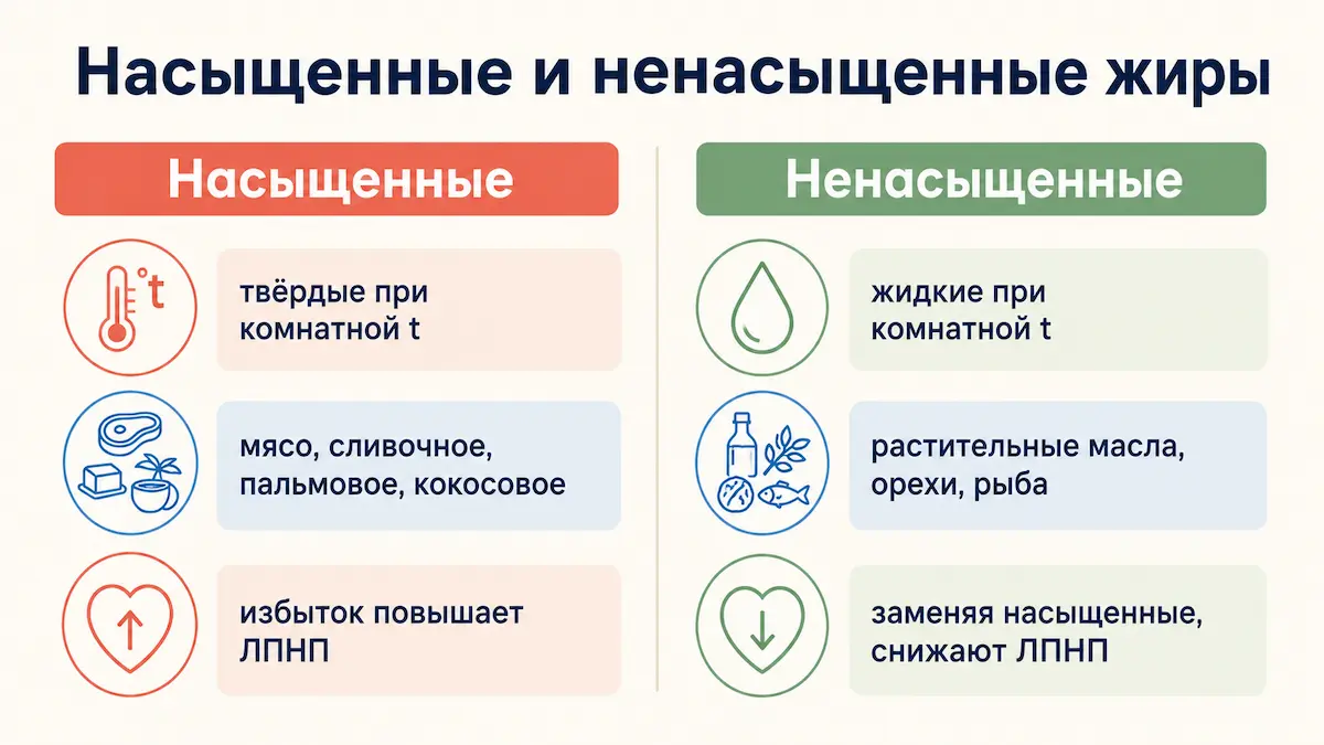 Сравнение насыщенных и ненасыщенных жиров: источники и действие на холестерин
