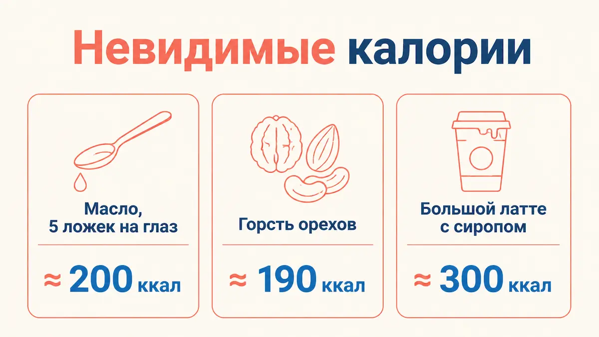Невидимые калории: масло, орехи, латте — сколько прячется