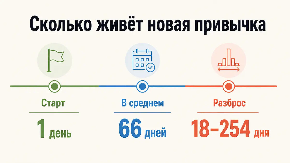 Новая пищевая привычка закрепляется в среднем за 66 дней, а не за 21
