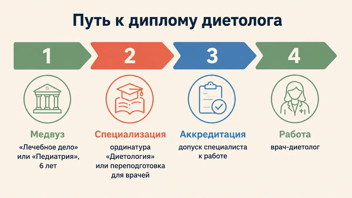 Путь в профессию диетолога: вуз, ординатура или переподготовка, аккредитация