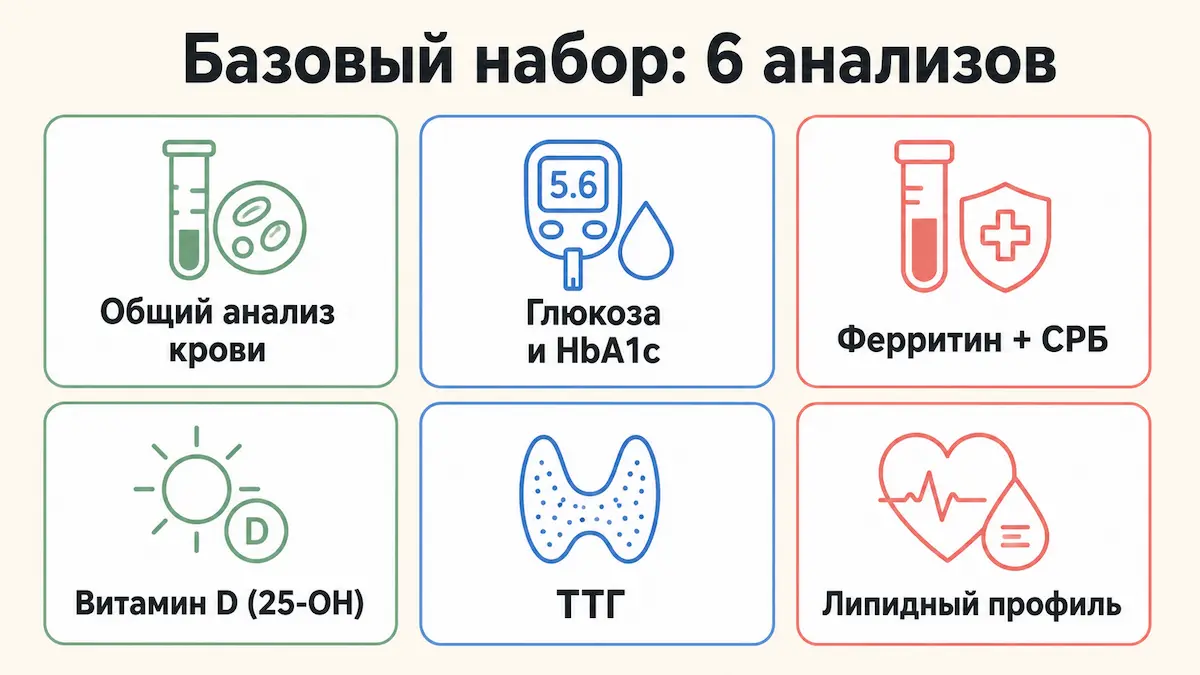 Базовый набор из шести анализов перед консультацией нутрициолога