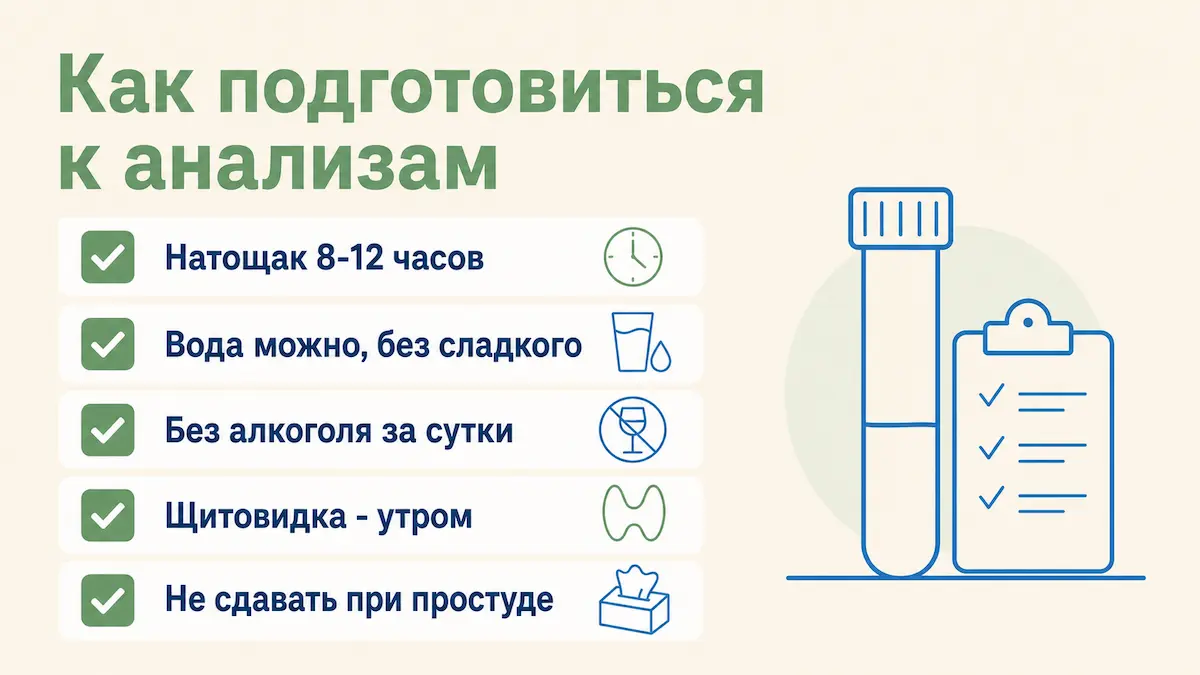 Чек-лист подготовки к сдаче анализов перед консультацией нутрициолога