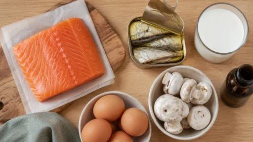 Жирная рыба, яйца, сардины и грибы — продукты с витамином D на столе