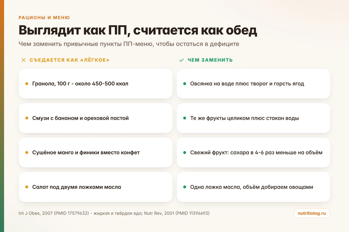 Сравнение: гранола, смузи и сухофрукты против овсянки, целых фруктов и одной ложки масла